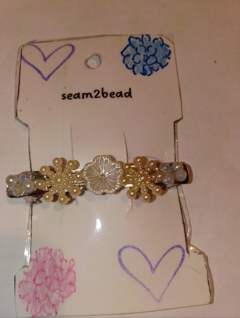 Pearl & Gold Floral Barrette